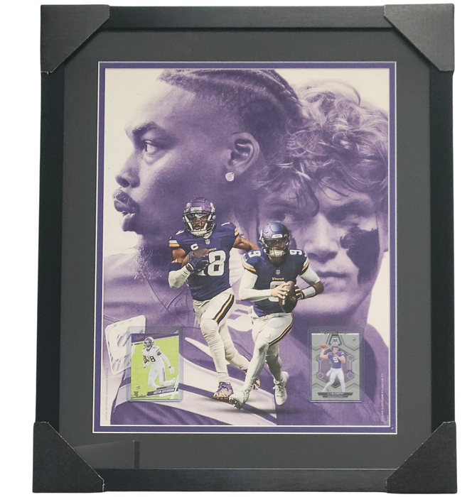 Justin Jefferson & JJ McCarthy Professionally Framed 16x20 Rookie Card Display