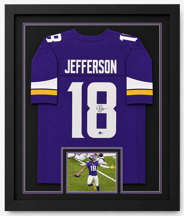 Justin Jefferson Signed & Professionally Framed Purple Player Football Jersey