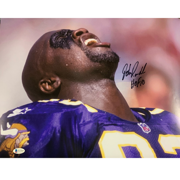 John Randle Signed Yelling 11x14 Photo w/ 'HOF 10'
