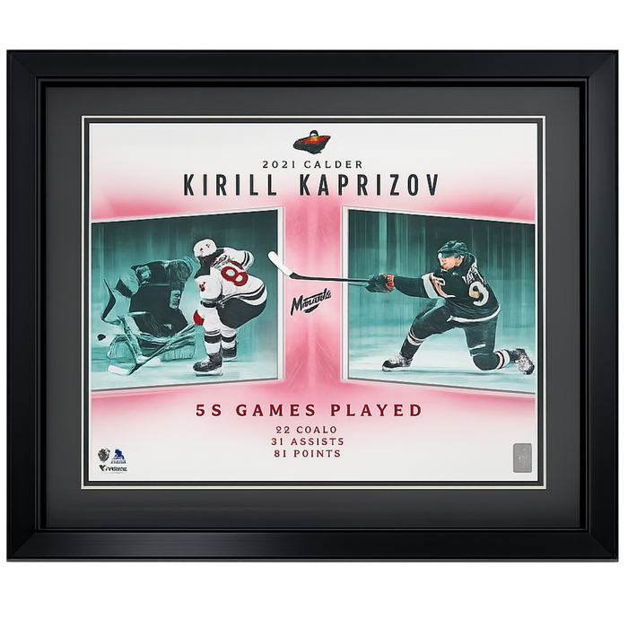 Kirill Kaprizov Unsigned Rookie Stats Professionally Framed 16x20 Photo