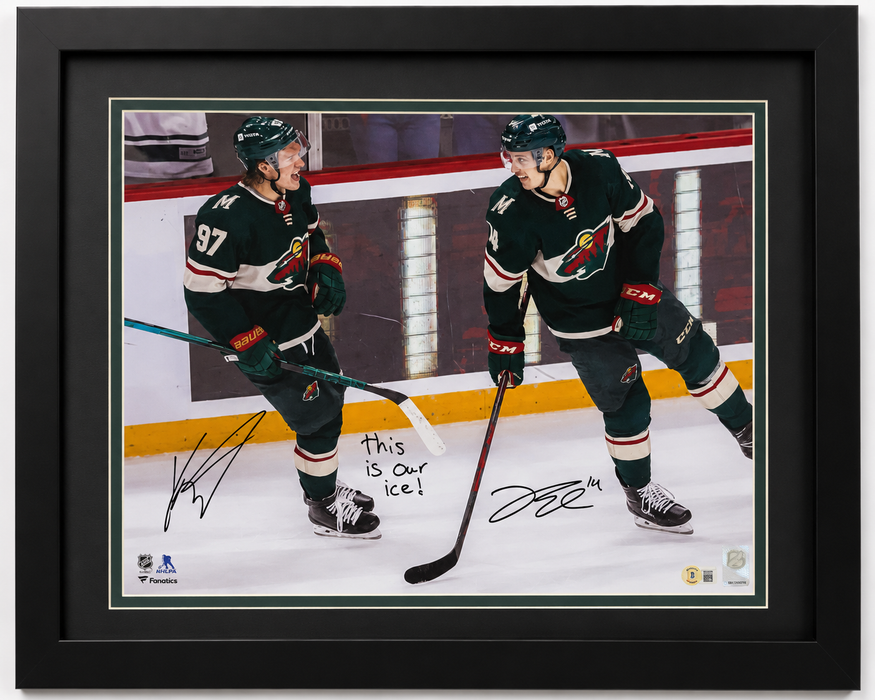 Kirill Kaprizov & Joel Eriksson Ek Signed & Professionally Framed 16x20 Photo w/ 'This is our ice'