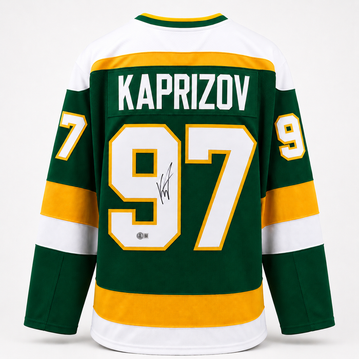 Kirill Kaprizov Signed Green Retro Player Hockey Jersey