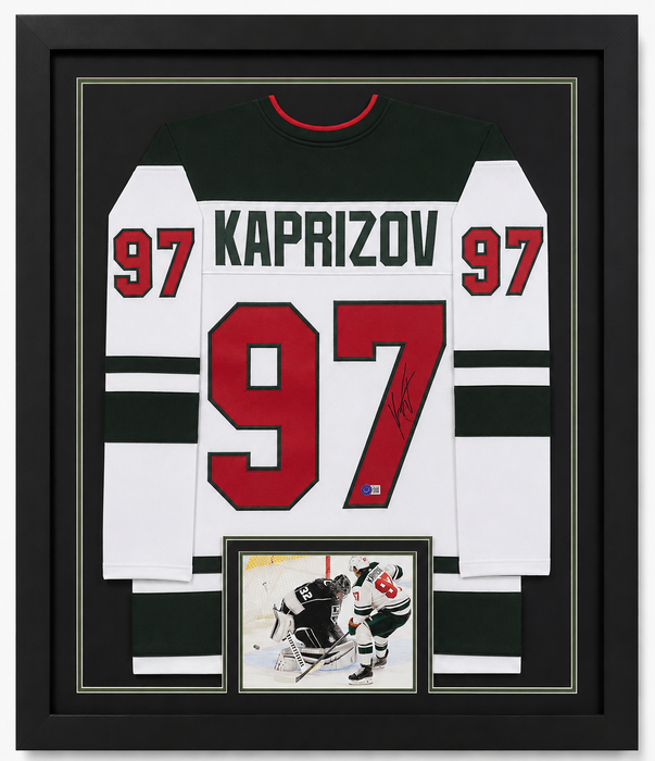 Kirill Kaprizov Signed & Professionally Framed White Player Hockey Jersey