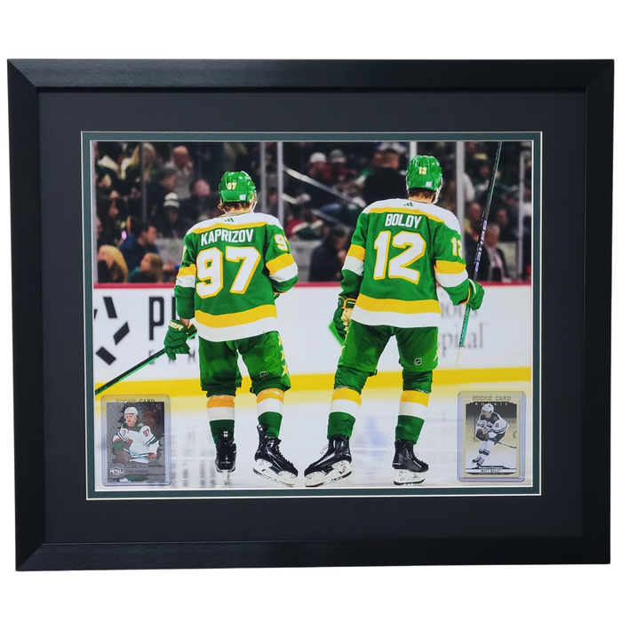 Kirill Kaprizov & Matt Boldy Rookie Card #1 Professionally Framed 16x20 Display