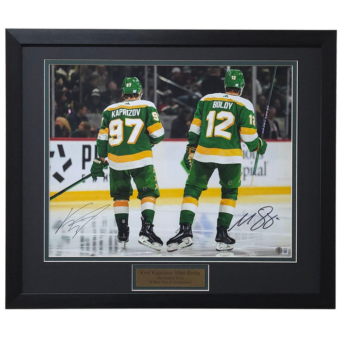 Kirill Kaprizov & Matt Boldy Signed & Professionally Framed 16x20 Photo #1