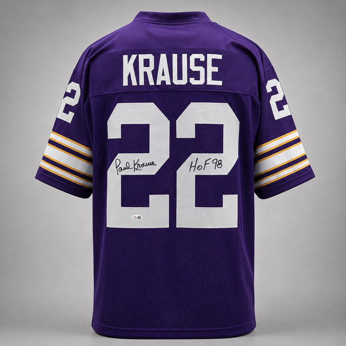 Paul Krause Signed Player Purple Throwback Football Jersey