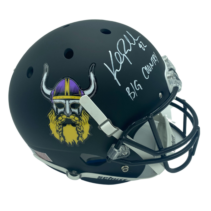 Kyle Rudolph Signed Minnesota Vikings Beard Replica Helmet with BIG COUNTRY