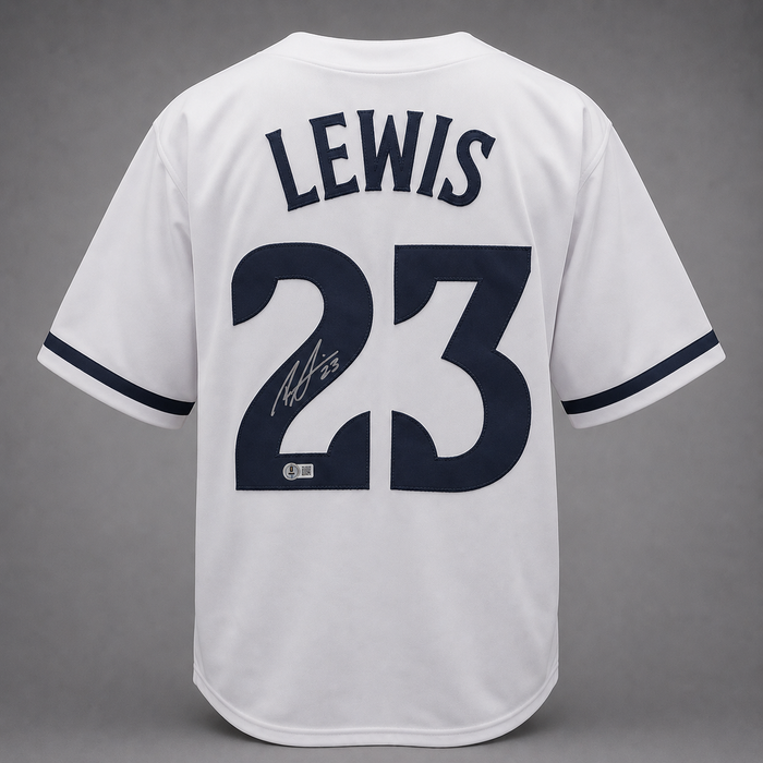 Royce Lewis Signed White & Navy Player Baseball Jersey