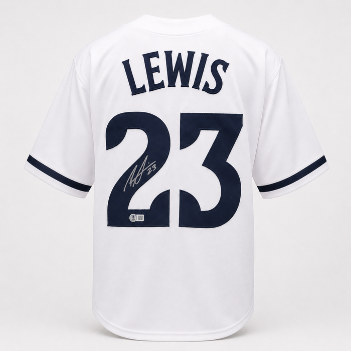 Royce Lewis Signed White & Navy Player Baseball Jersey