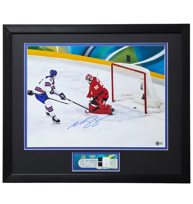 Matt Boldy 'Olympic Goal' Signed & Professionally Framed 16x20 w/ Replica Ticket