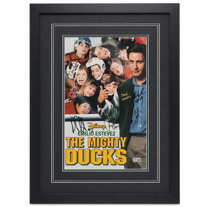 The Mighty Ducks Cast Signed & Professionally Framed 11x17 Movie Poster #2