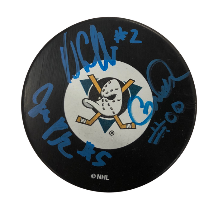 Mighty Ducks (3) Cast Signed Puck - Danny, Jane, Garrette