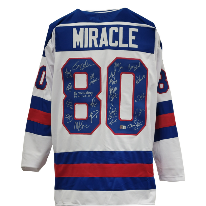 1980 USA Miracle On Ice Signed Custom White Hockey Jersey- 19 Signatures