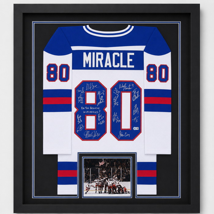 1980 USA Miracle On Ice Signed & Professionally Framed Player Hockey Jersey w/ Inscription