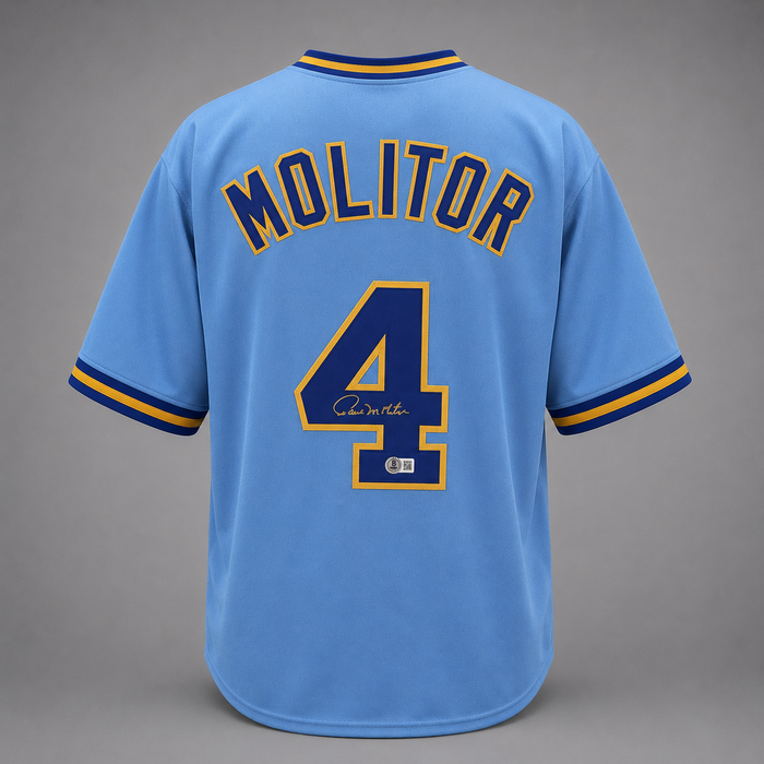Paul Molitor Signed Player Blue Brewers Baseball Jersey
