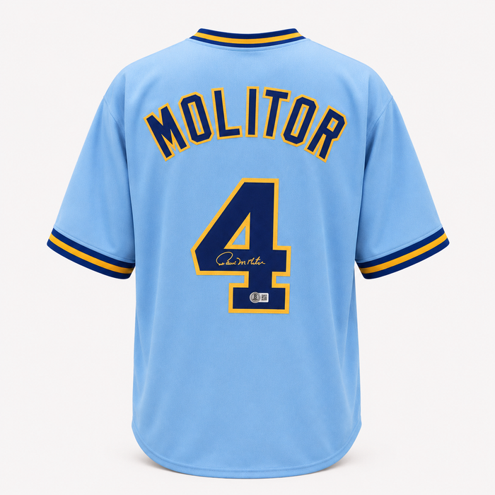 Paul Molitor Signed Player Blue Brewers Baseball Jersey