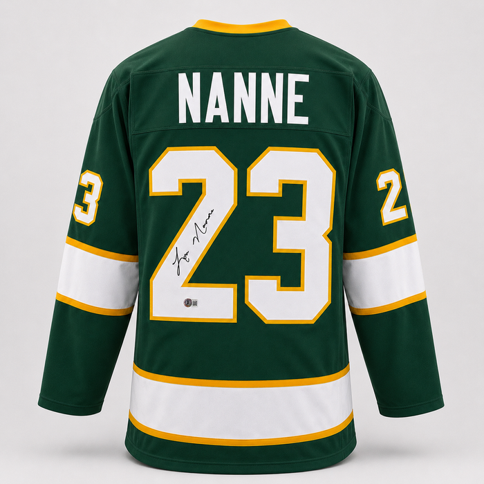 Lou Nanne Signed Custom Green Hockey Jersey