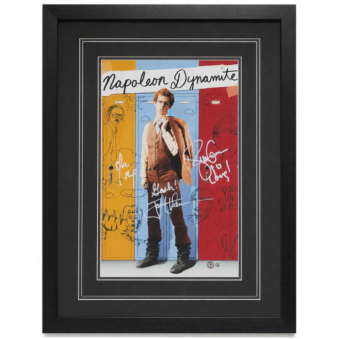Napoleon Dynamite Trio Signed & Professionally Framed 11x17 Photo w/ Inscriptions