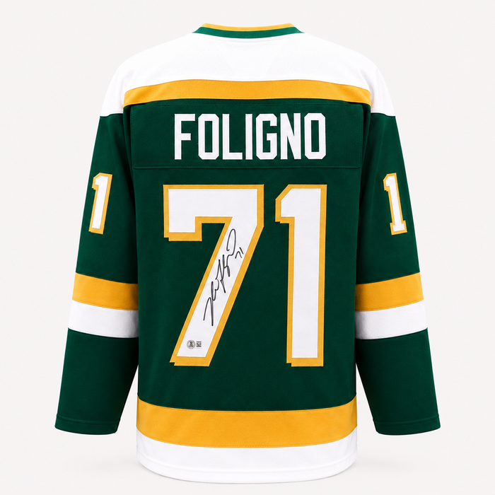 Nick Foligno Signed Green Retro Player Hockey Jersey