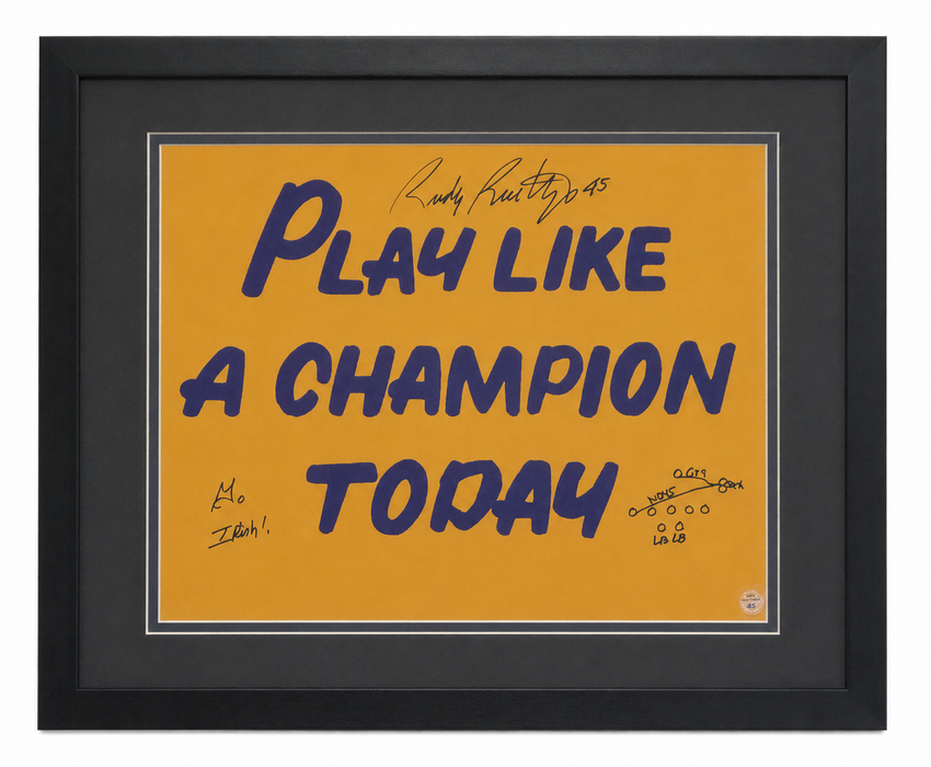 Rudy Ruettiger Signed & Professionally Framed 16x20 Photo w/ Inscription 'Go Irish!'