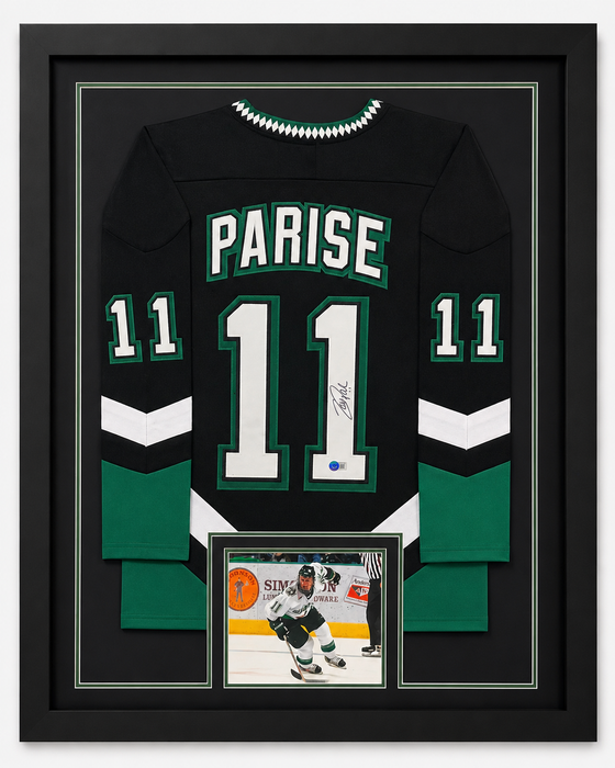 Zach Parise Signed & Professionally Framed Black Player College Hockey Jersey