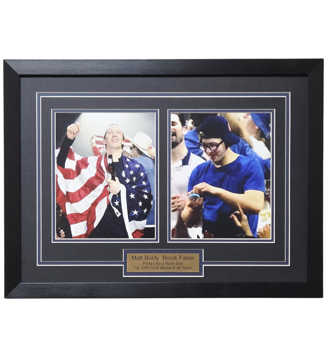 Matt Boldy & Brock Faber 'Party Like A Rock Star' Professionally Framed Display
