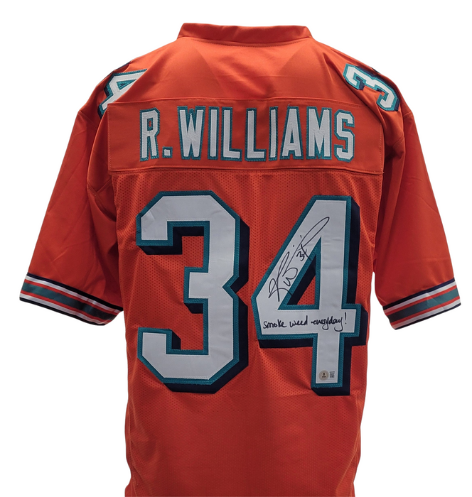 Ricky Williams Signed Orange Player Football Jersey w/ Inscription