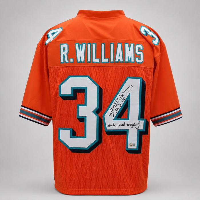 Ricky Williams Signed Orange Player Football Jersey w/ Inscription