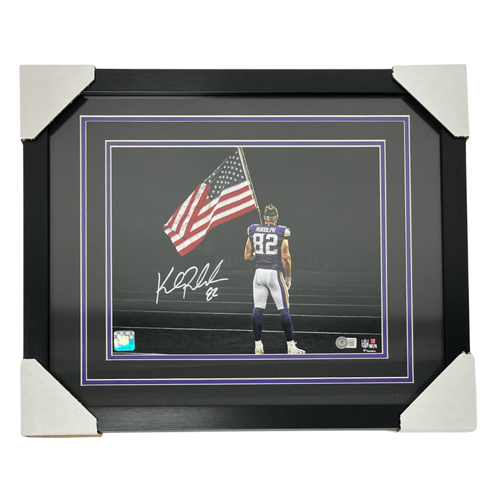 Kyle Rudolph,#1, W/Flag -Signed & Professionally Framed 11x14 Photo