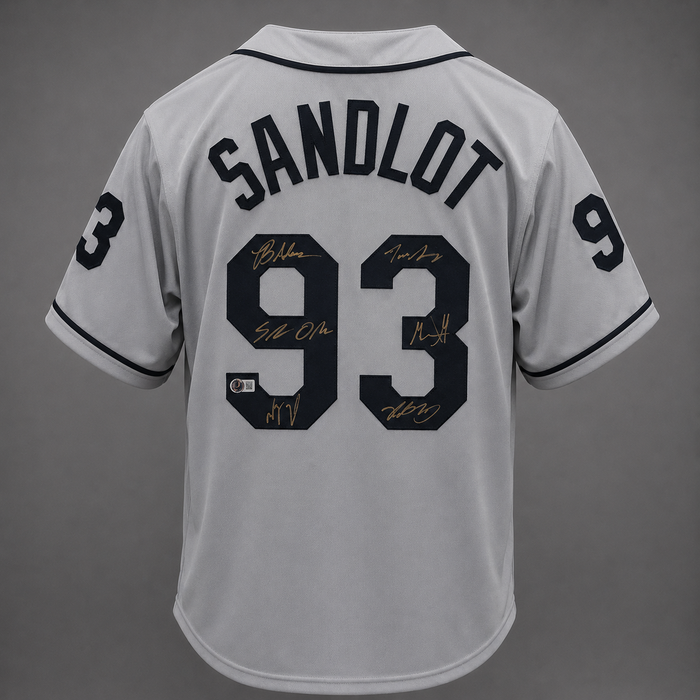 The Sandlot Cast Signed Player Gray Baseball Jersey