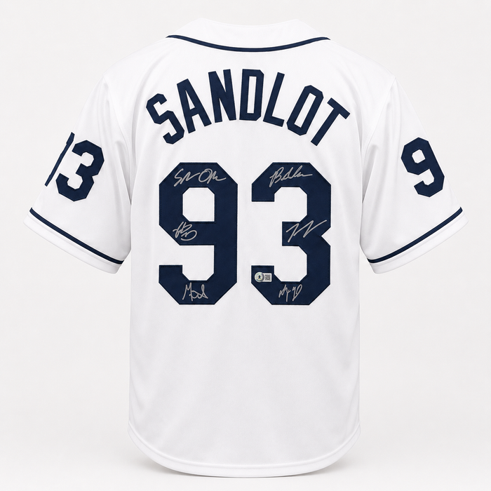 The Sandlot Cast Signed White Player Baseball Jersey