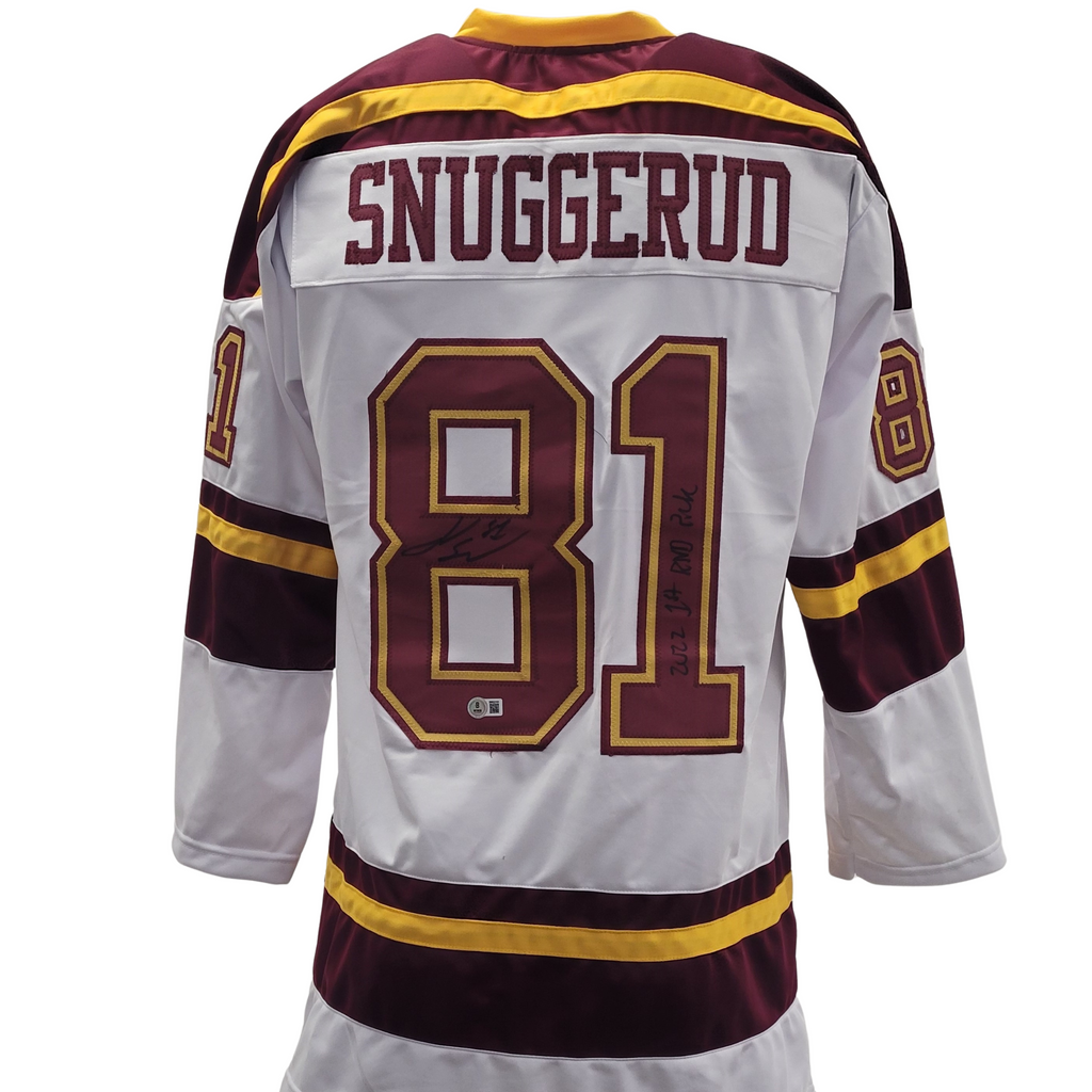 グレミオ 幻のユニホーム　選手サイン色紙付き　PENALTY Jimmy Snuggerud Signed & Inscribed Player White College Hockey
