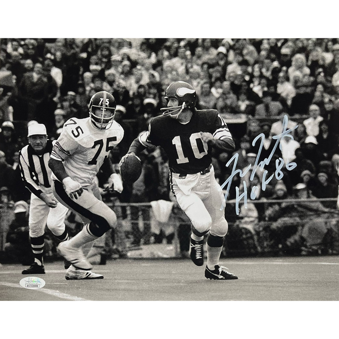 Fran Tarkenton Signed B&W 11x14 Photo w/ 'HOF 86'