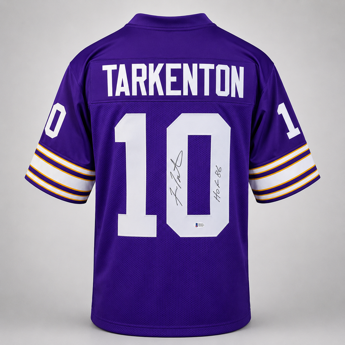 Fran Tarkenton Signed Purple Player Football Jersey w/ 'HOF 86'