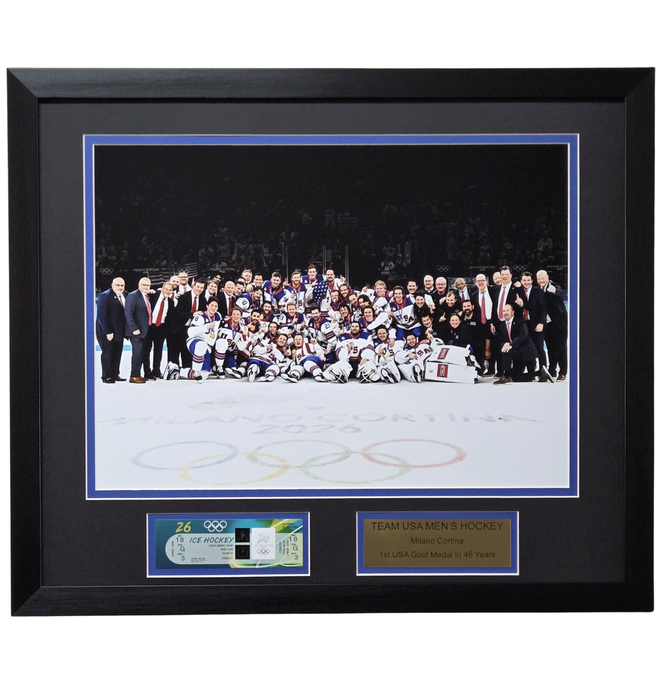 Team USA Men's Hockey 2026 Framed 16x20 Display w/ Replica Ticket & Plaque Photo #2