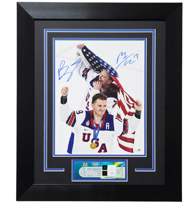 Brady Tkachuk & Matthew Tkachuk Dual Signed & Professionally Framed 11x14 Photo w/ Replica Ticket