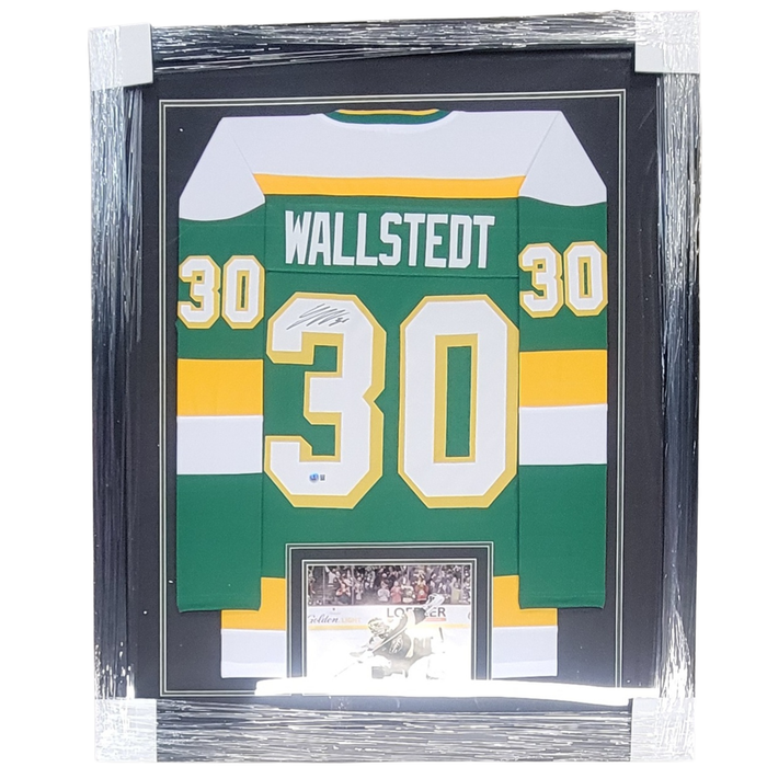 Jesper Wallstedt Signed and Professionally Framed Green Retro Player Hockey Jersey