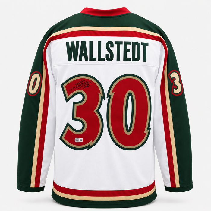Jesper Wallstedt Signed White Throwback Player Hockey Jersey