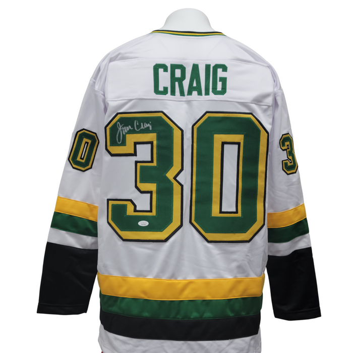 Jim Craig Signed Custom White North Stars Hockey Jersey