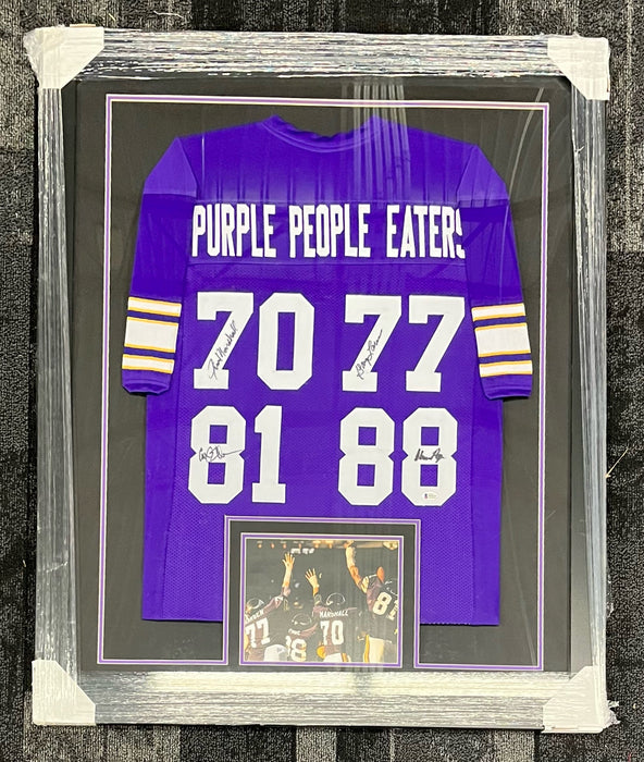 Purple People Eaters Signed & Professionally Framed Custom Purple Football Jersey