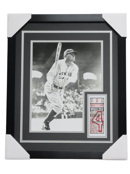 Babe Ruth Final World Series Professionally Framed 11x14 Photo w/ Replica Ticket Display