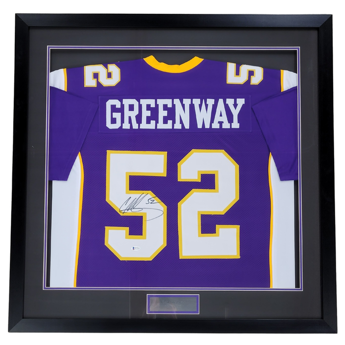 Chad Greenway Signed & Professionally Framed 1/2 Size Custom Purple Football Jersey