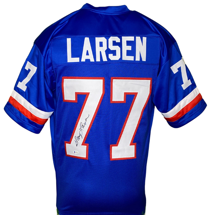 Gary Larsen Signed Custom Blue Football Jersey