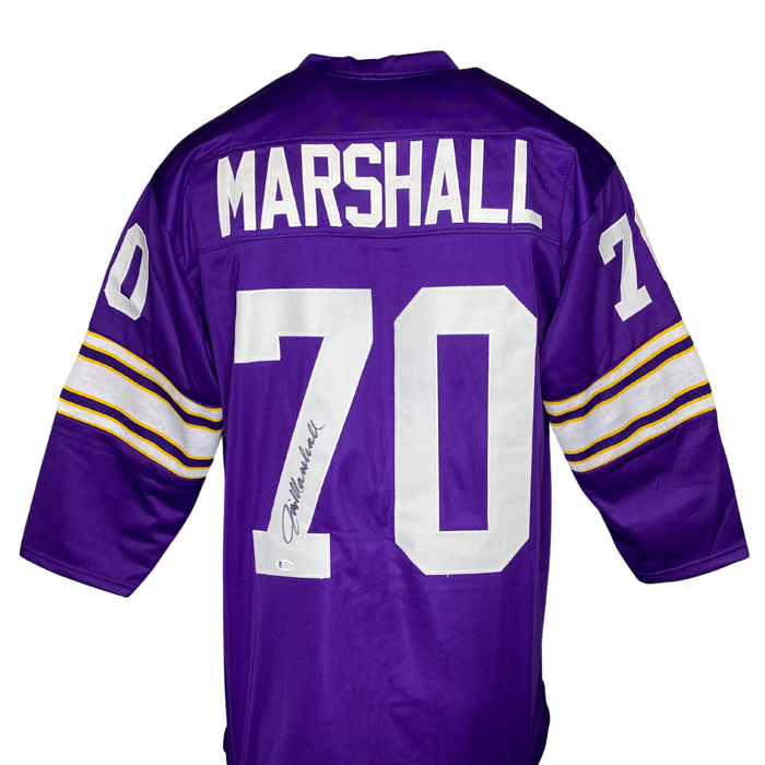 Jim Marshall Signed Custom Purple Football Jersey