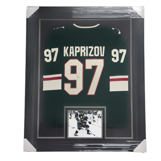 Kirill Kaprizov Signed & Professionally Framed Custom White Jersey Shadow  Box Display