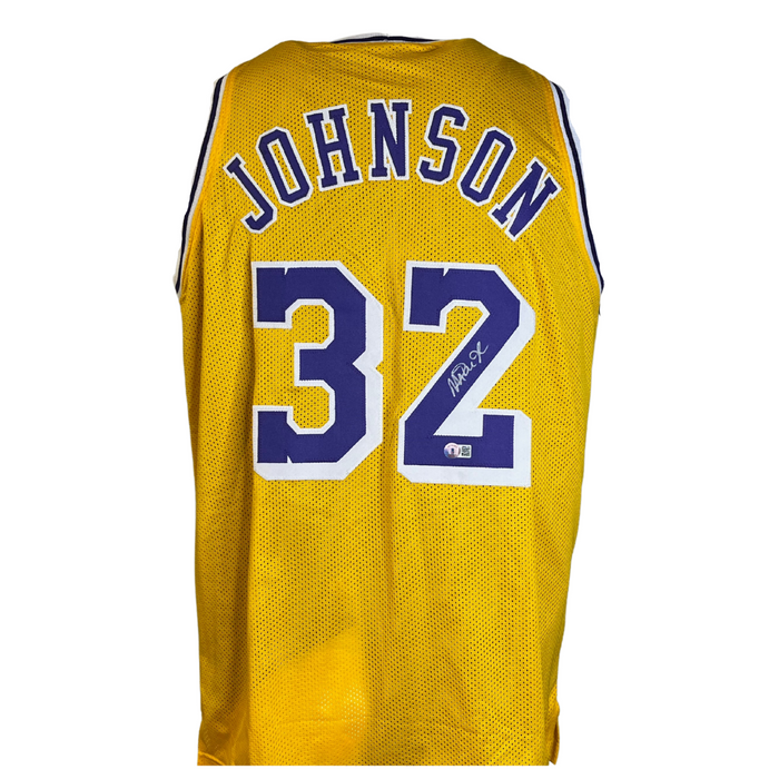 Magic Johnson Signed Custom Yellow Jersey