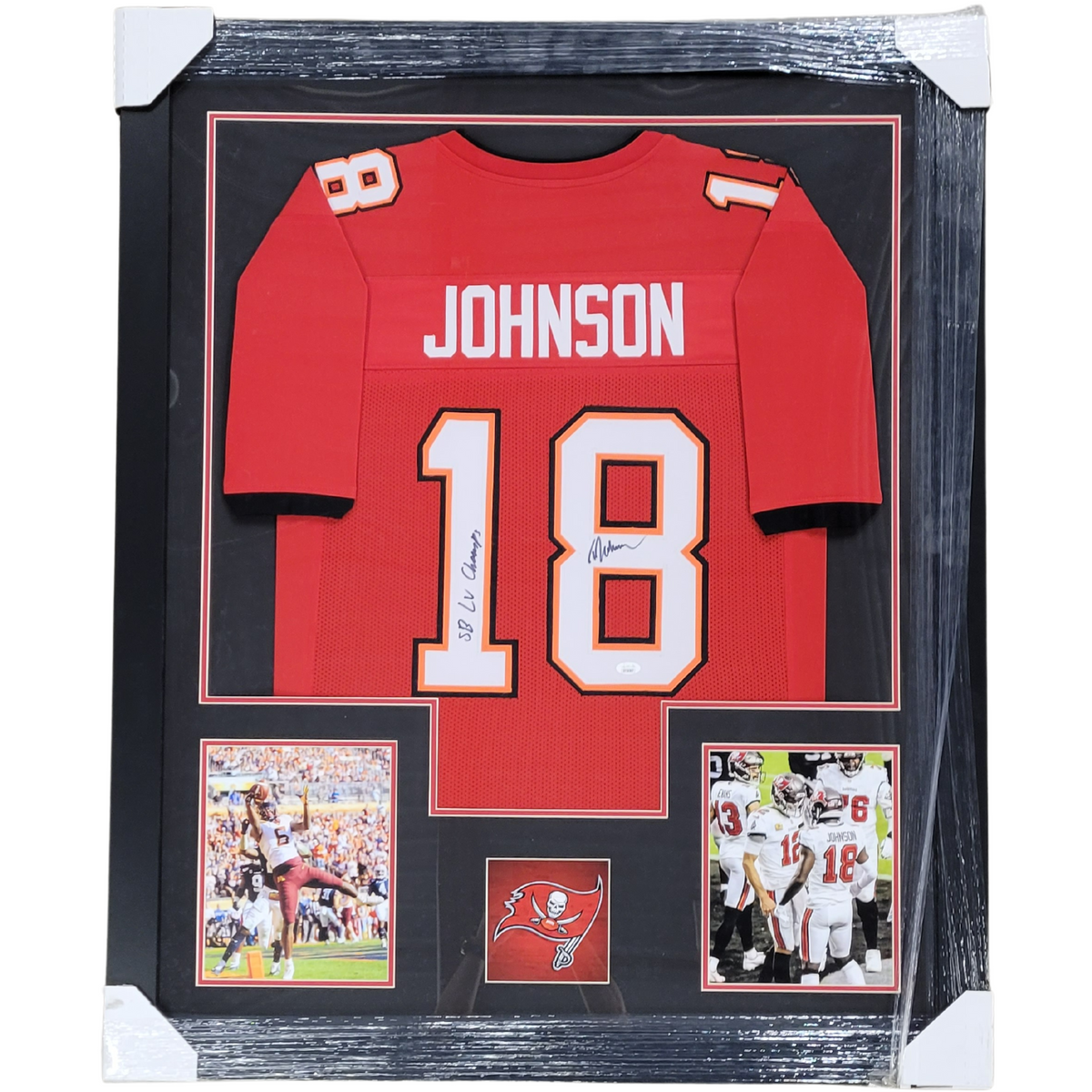 Tyler Johnson Signed Custom Red Football Jersey w/ 'SB LV Champs