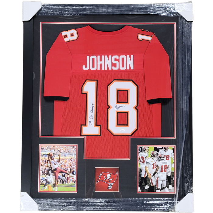 Tyler Johnson Signed & Professionally Framed Custom Red Football Jersey