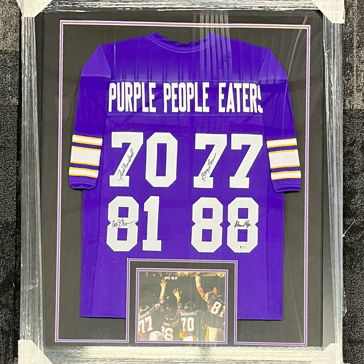 Purple People Eaters Autographed Custom White Football Jersey - JSA COA :  Everything Else 